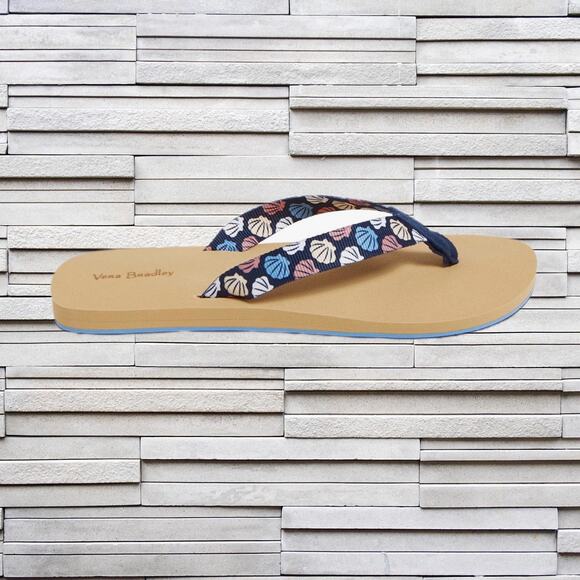 NWT Vera Bradley Morning Shells Webbing Strap Flip Flops Sz  L 9/10 - Picture 4 of 4